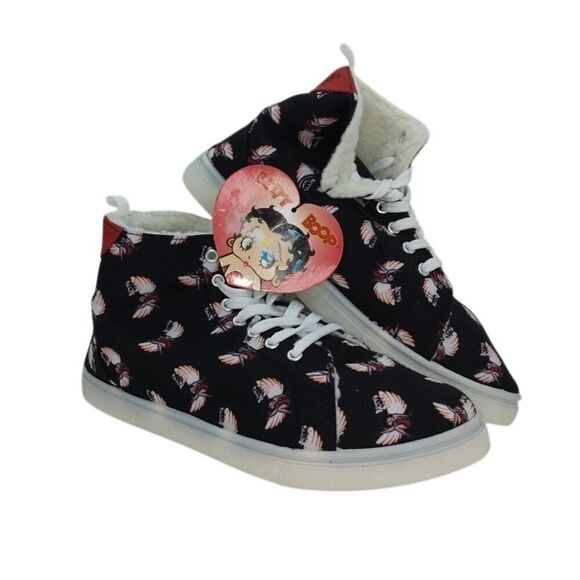 Betty Boop NEW w/Tags Womens High Top Black w/Graphics Sneakers - sz. 7 - Picture 1 of 6